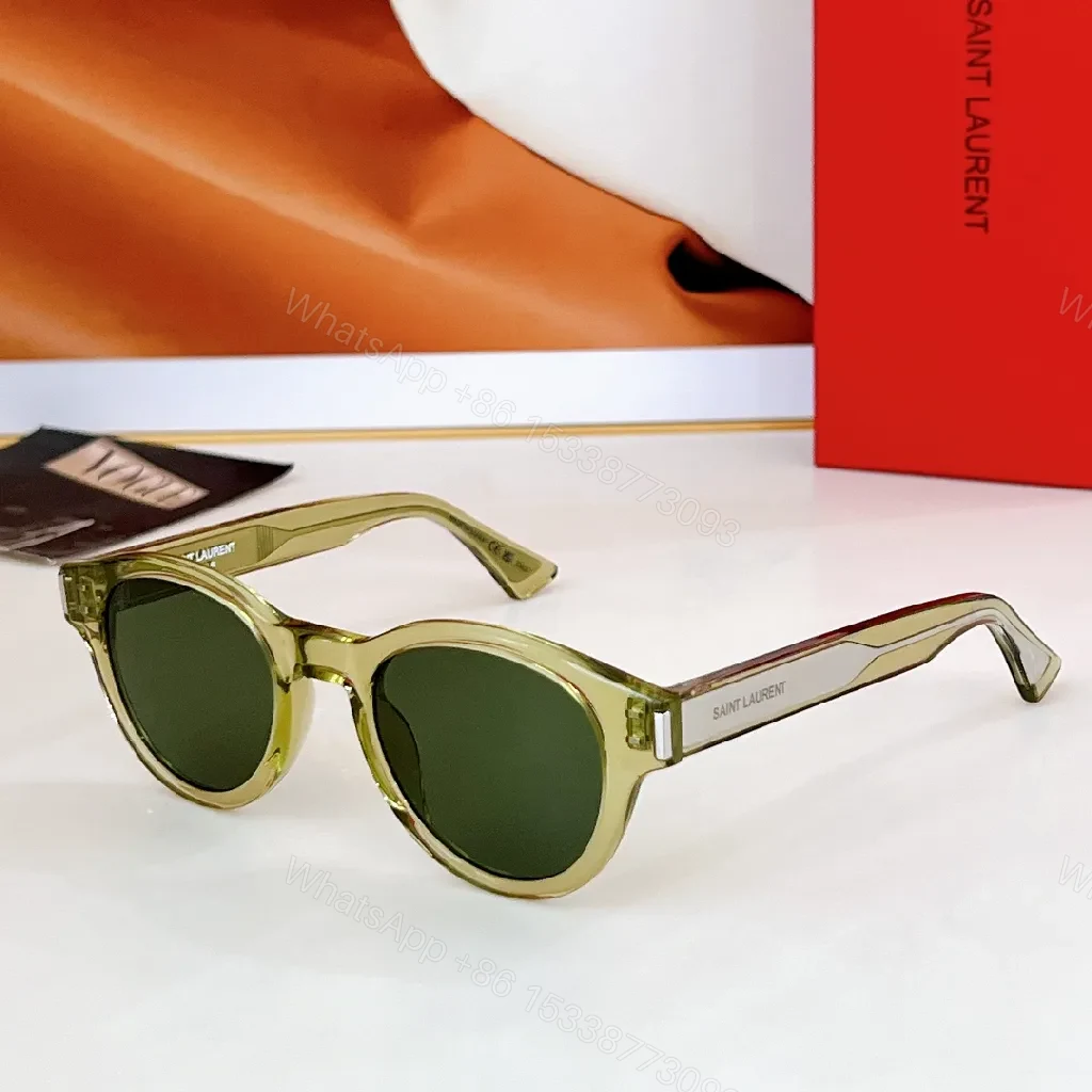 View 5 of Chic Round Sunglasses: Black Acetate, Luxe Logo Detail