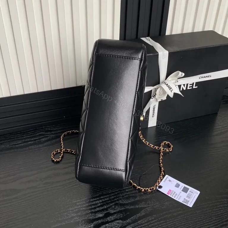 View 2 of Chic Black Quilted Shoulder Bag with Gold Chain (Diamond Stitch)