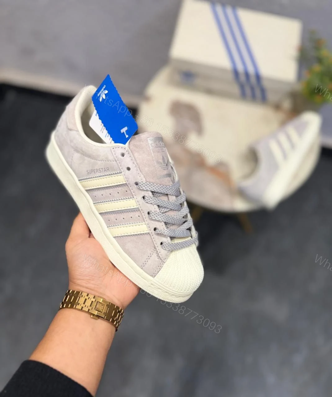 View 7 of FIRST COPY ADIDAS ORIGINALS SUPERSTAR REIGNING CHAMP LIGHT GREY SHOES