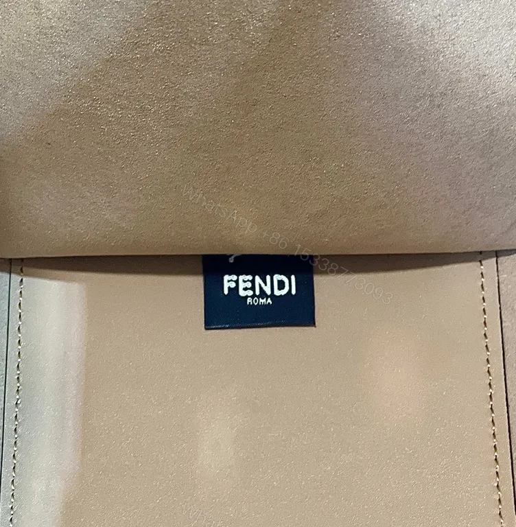 View 5 of Snakeskin-Accent Fendi Structured Leather Tote - Bold Luxury