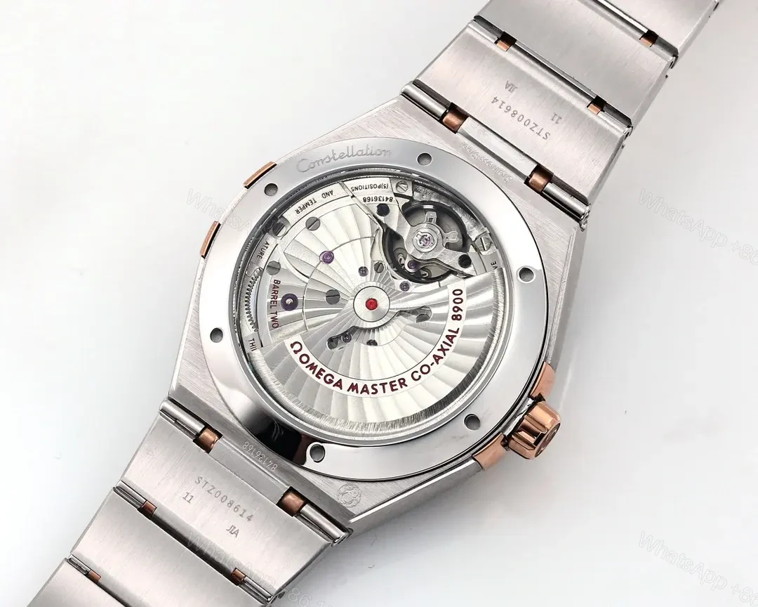 View 8 of Omega Constellation Star Series 5th Generation Ceramic Bezel Watch 41mm Burgundy Dial Stainless Steel and Rose Gold Bracelet