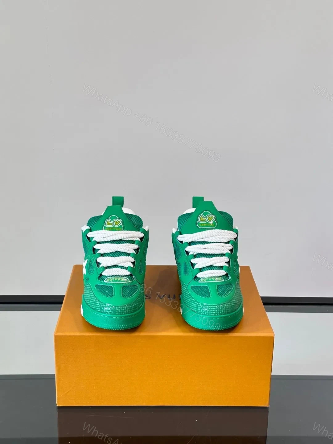 View 2 of LV Men Green Mesh Sneakers