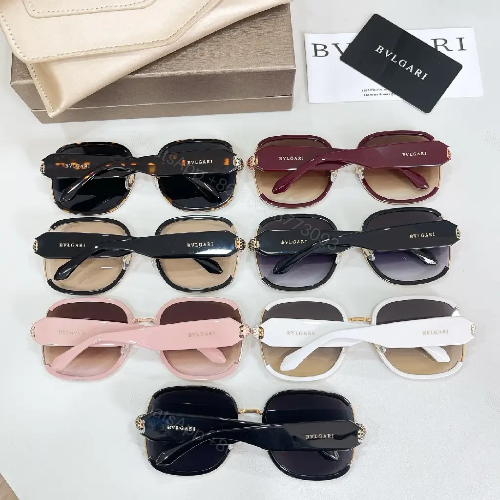 View 3 of Pink Oversized Sunglasses • Pale Pink Frame • Aviator-Style Square Lenses • Gradient Brown Lenses • BVLGARI Details