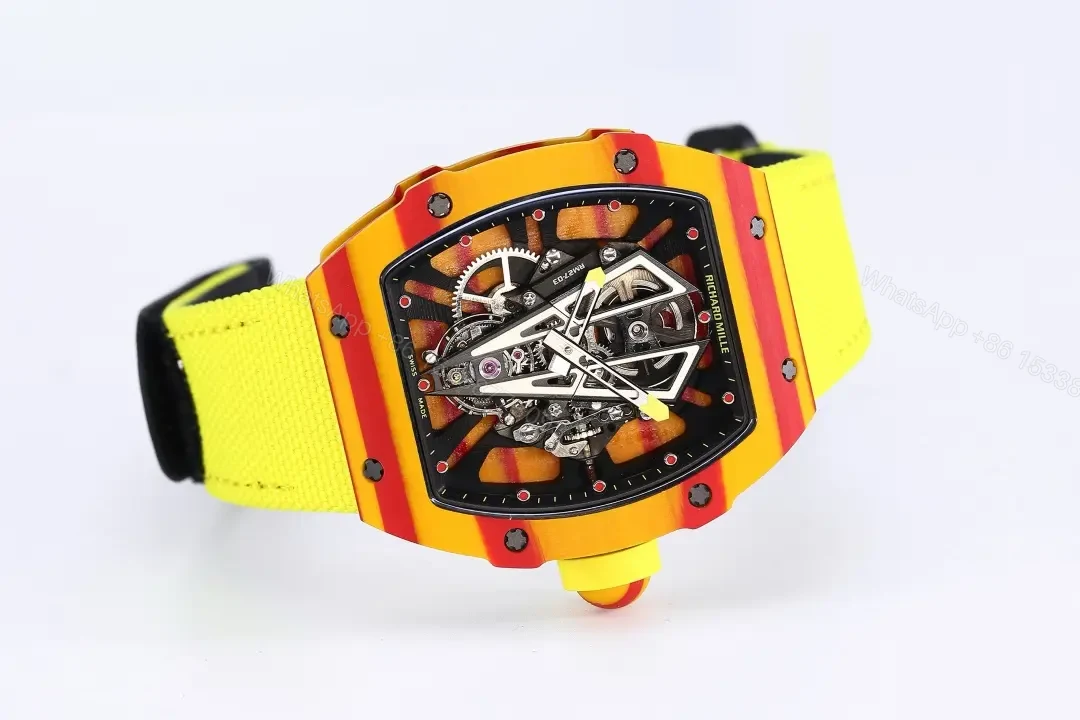 View 4 of Richard Mille RM27-03 Tourbillon Watch – Yellow and Red Carbon Fiber Case, Lightweight Design, Rubber Strap (43.5g)