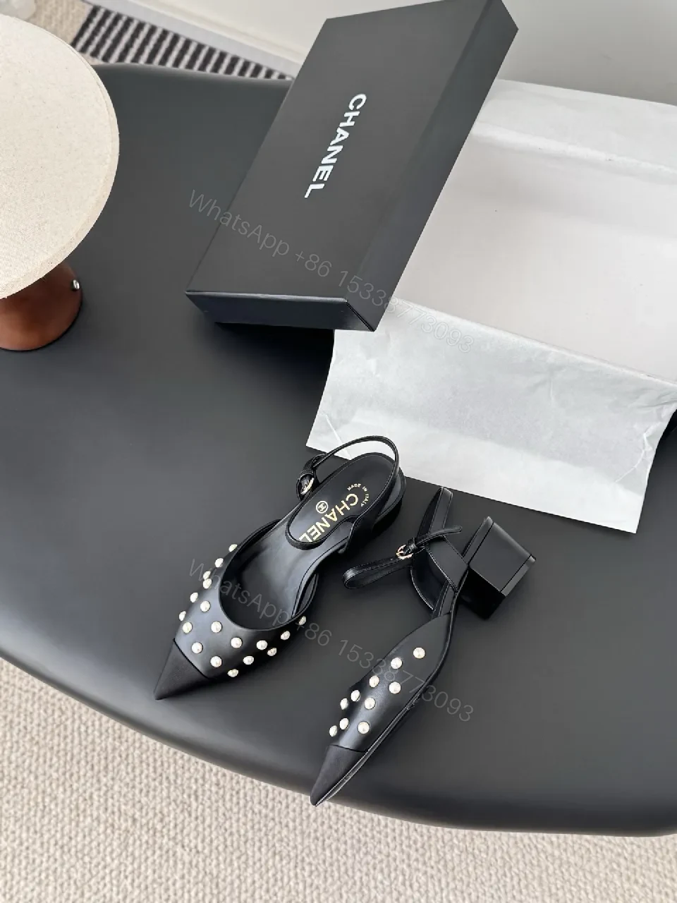 Pearl-Detail Slingback Heels: Sophisticated Modern Luxury — view 1