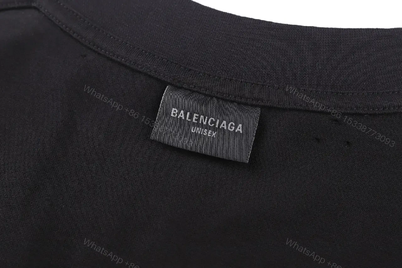 View 6 of Black Fabric Casual Oversized Tee Distressed BALENCIAGA Logo T-Shirt