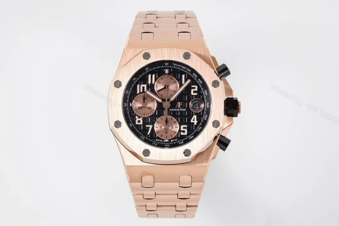 JF Factory Audemars Piguet Royal Oak Offshore Rose Gold Bracelet Watch with Exclusive 4404 Chronograph Movement — view 1