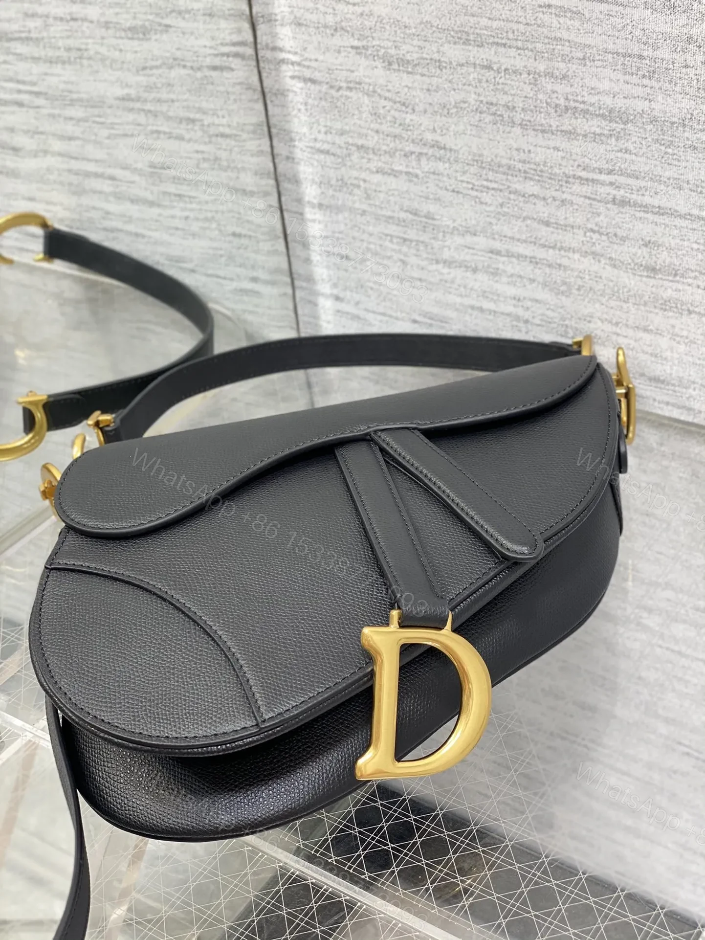 View 5 of Christian Dior Saddle Bag in Black Gold Hardware