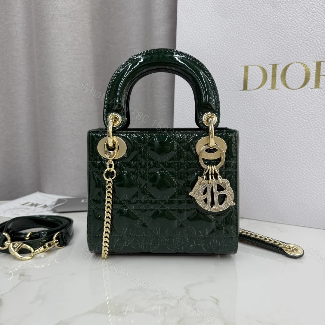 Dior A貨墨綠漆皮Lady Dior小包女用經典風格人氣款 — view 1