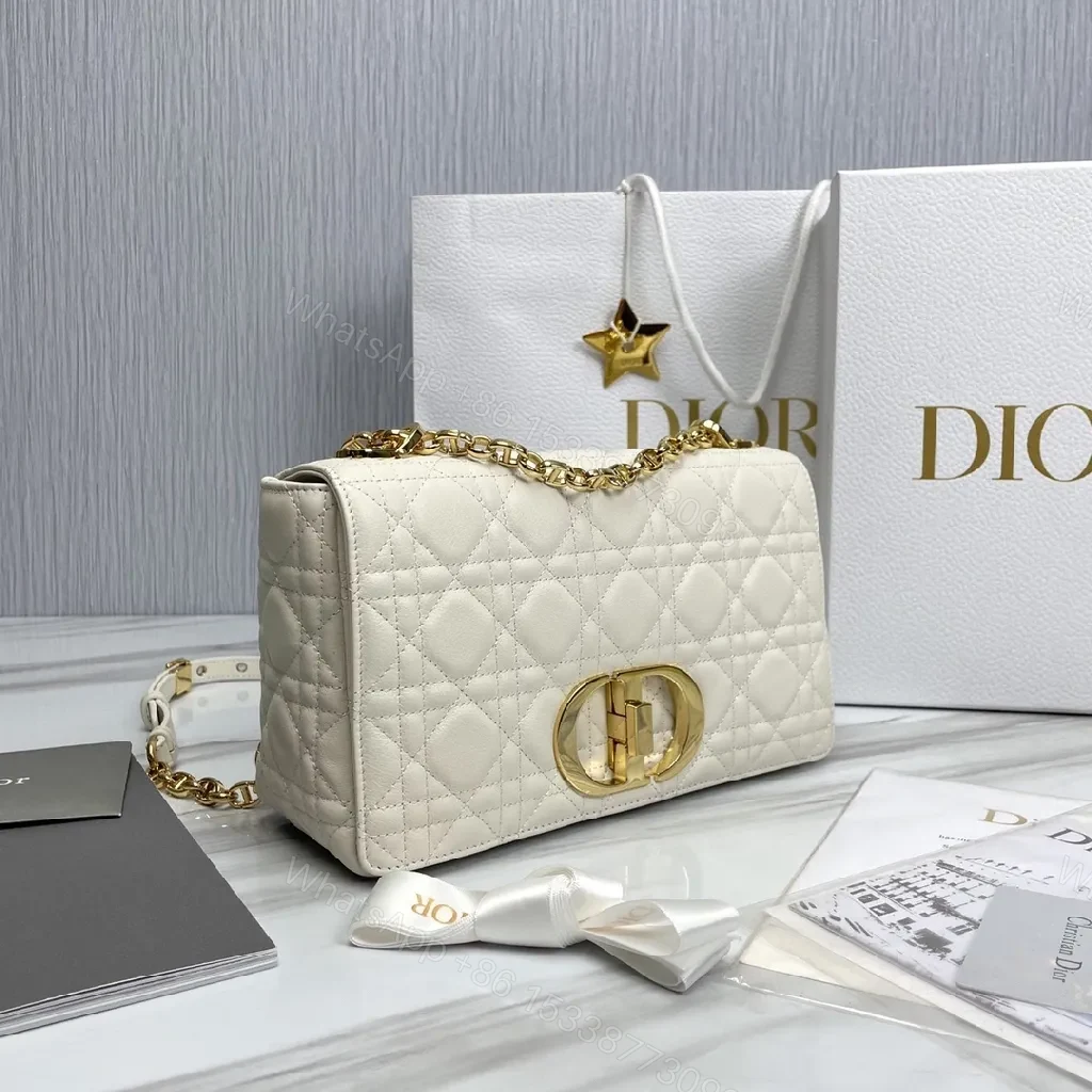 View 7 of Quilted White Leather Mini Bag: Gold-Accented Luxury