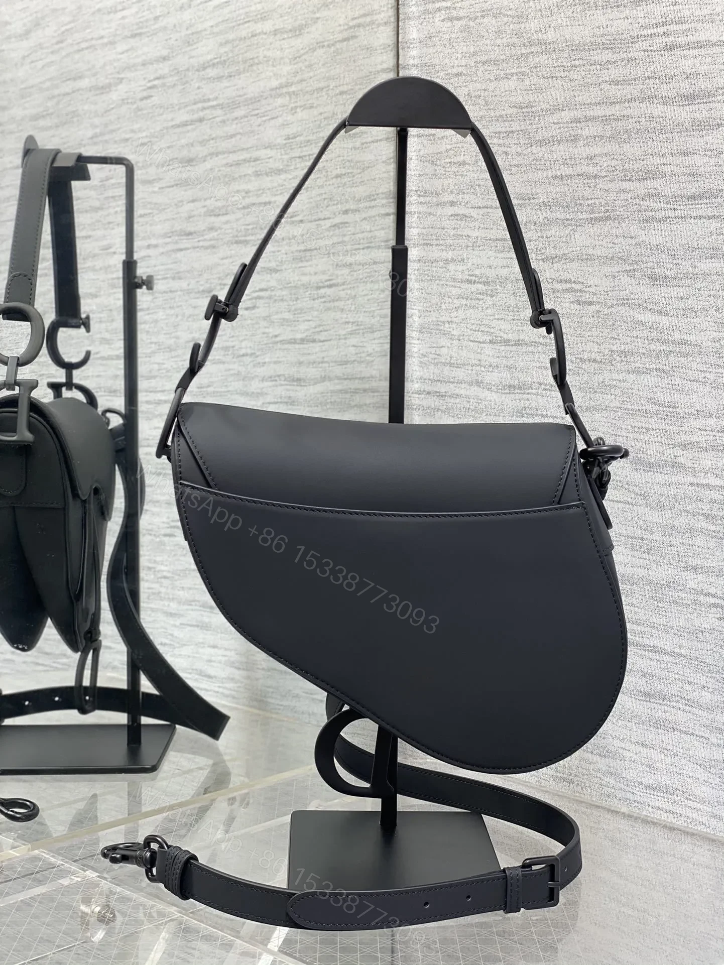 View 3 of Dior Saddle Bag in Black with Black Hardware