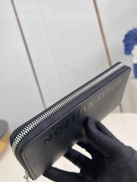 View 2 of Chic Textured Wallet with Bold LV Branding - Slim Zip