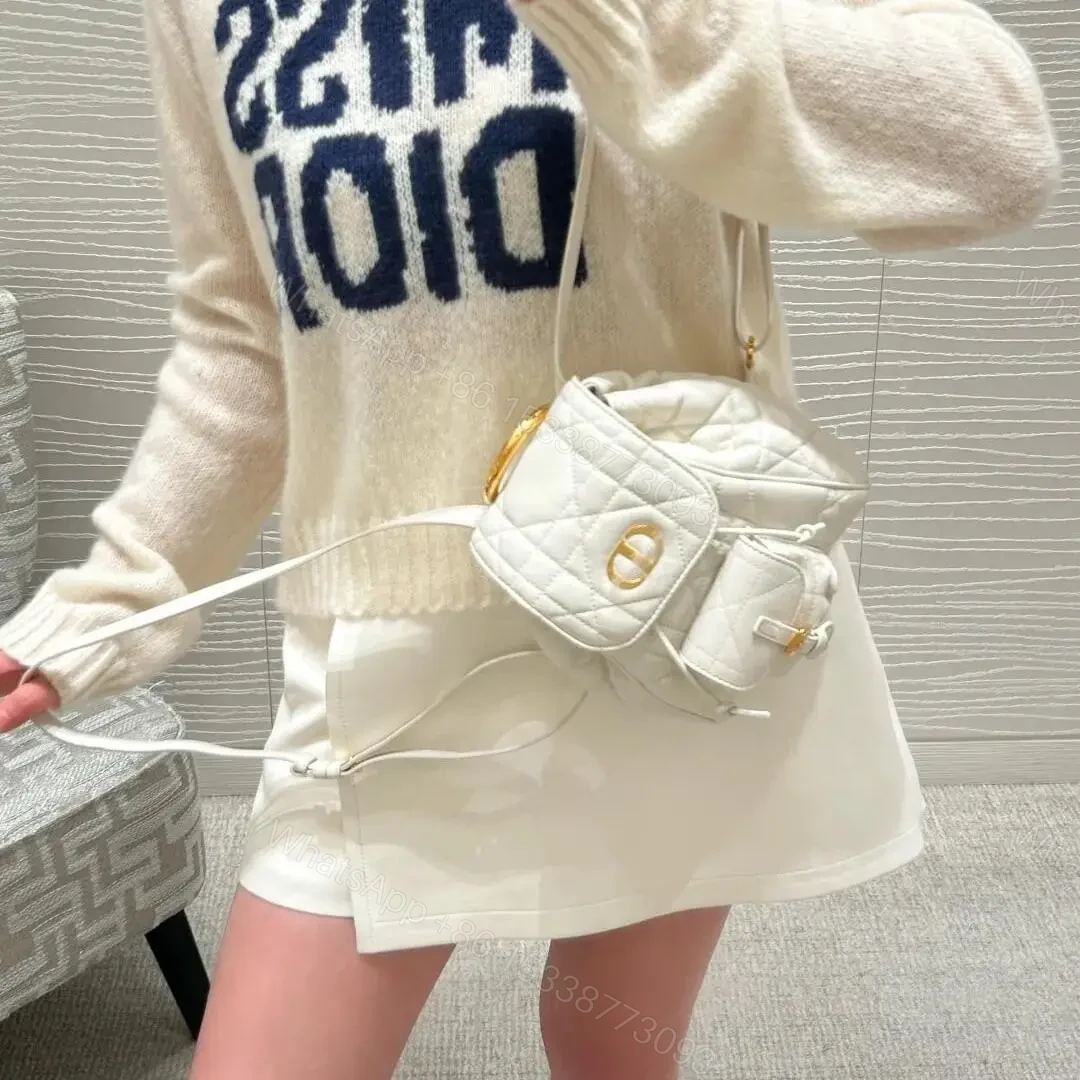 View 14 of 高仿Dior*Caro系列M6302M030小羊皮雙肩包白色小號免檢版