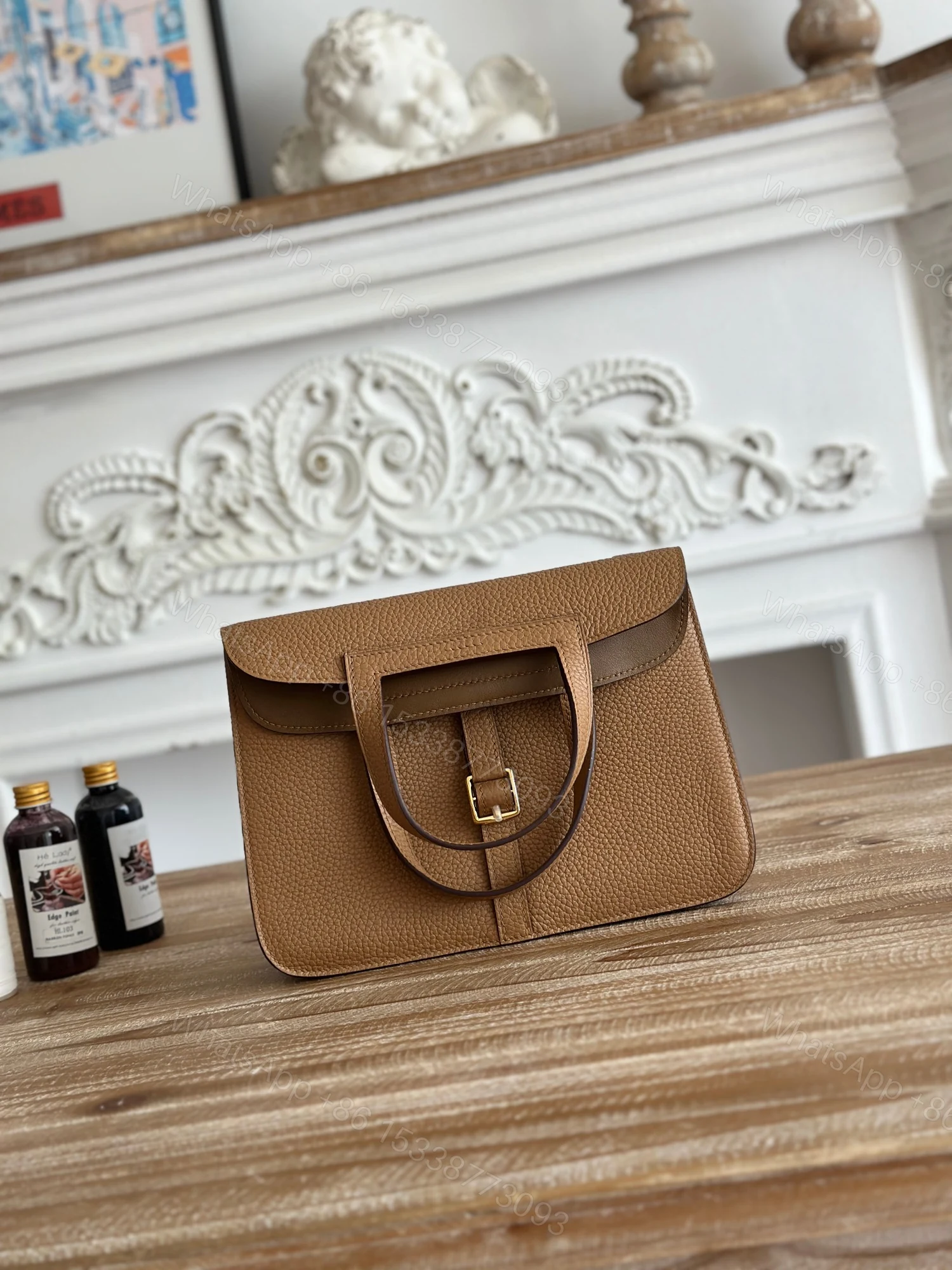 Hermes 高仿 女款 Halzan 手提斜背包 焦糖棕經典輕奢通勤款 — view 1