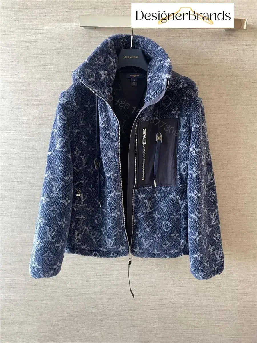 View 5 of Blue Denim-Texture Puffer Jacket: Luxe Everyday Outerwear