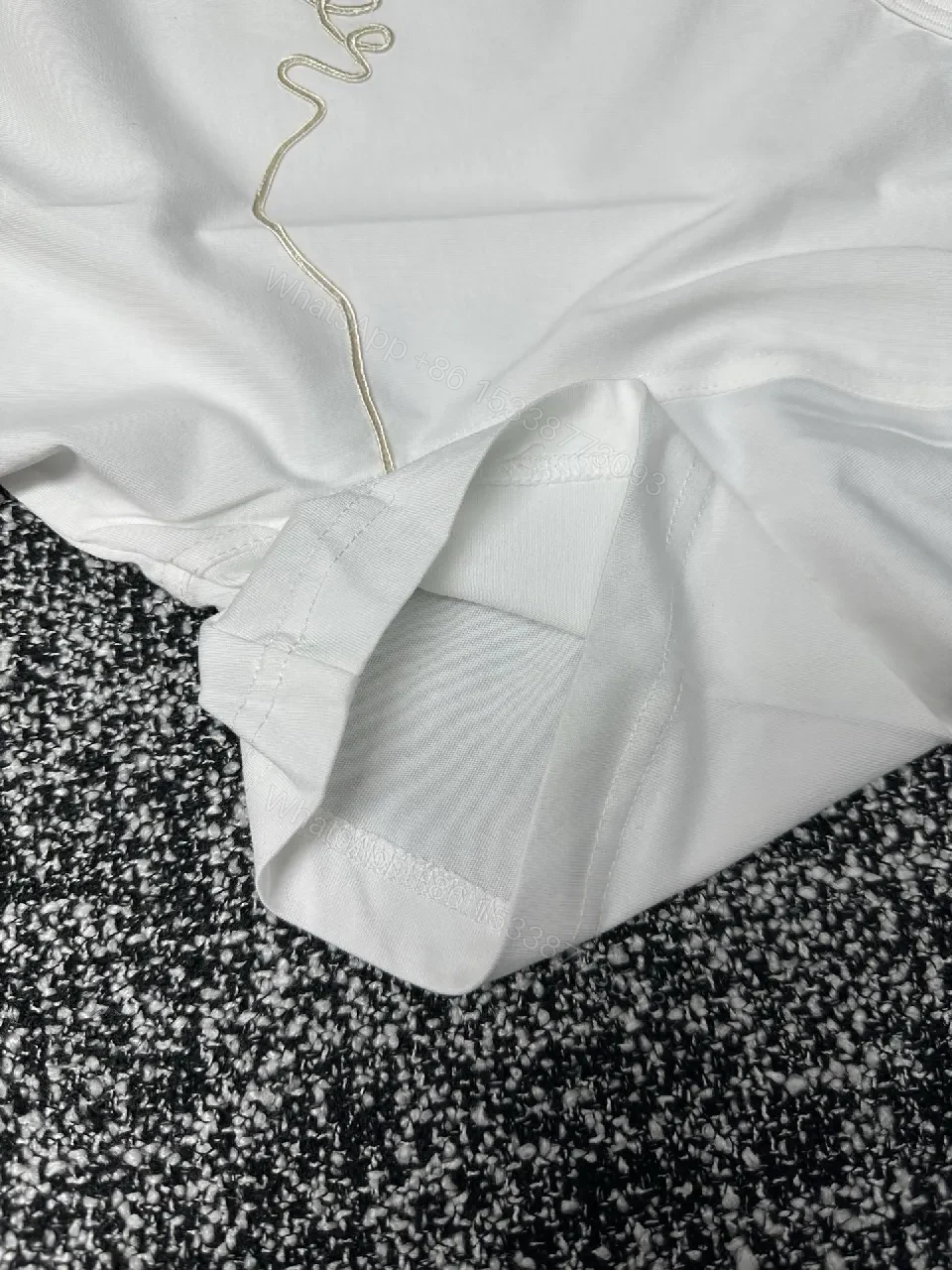View 2 of White Cotton Crew Tee + Premium Blend + Luxe Minimal + Dior Script Accent + T-Shirt