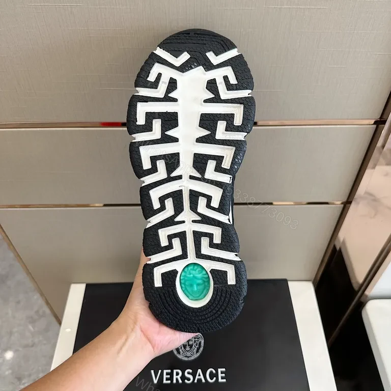 View 9 of Versace Greca Black Leather Sneaker â€“ Luxe Streetwear