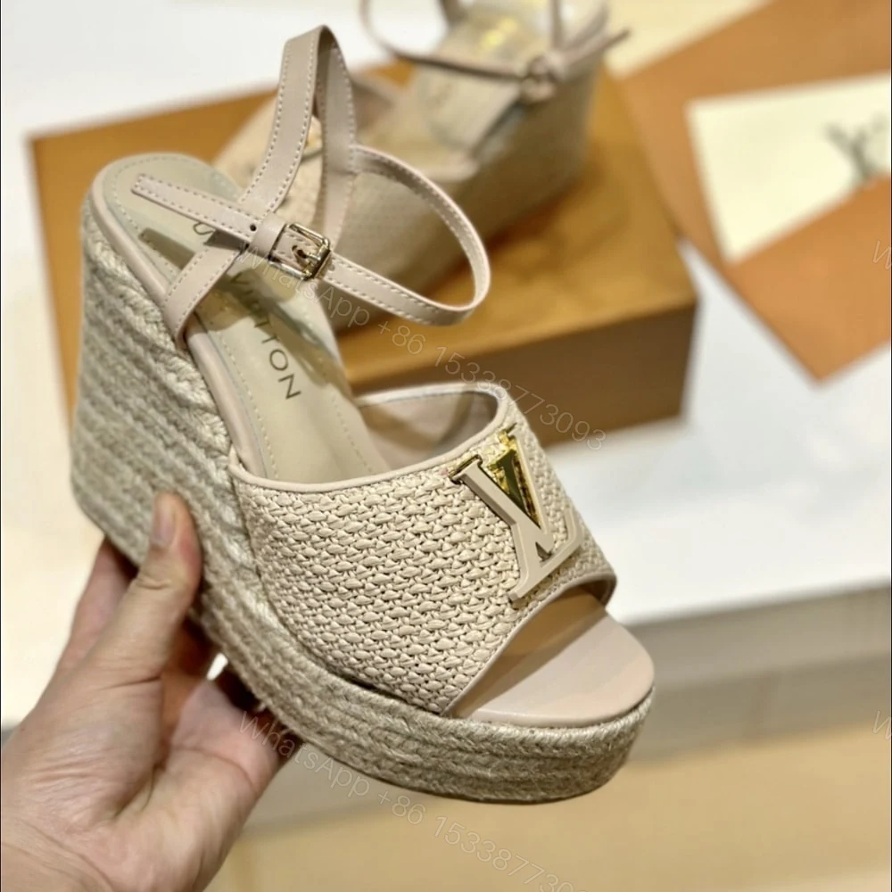 View 4 of LOUIS VUITTON MARE WEDGE SANDALS NATURAL BEIGE 1AHLM0