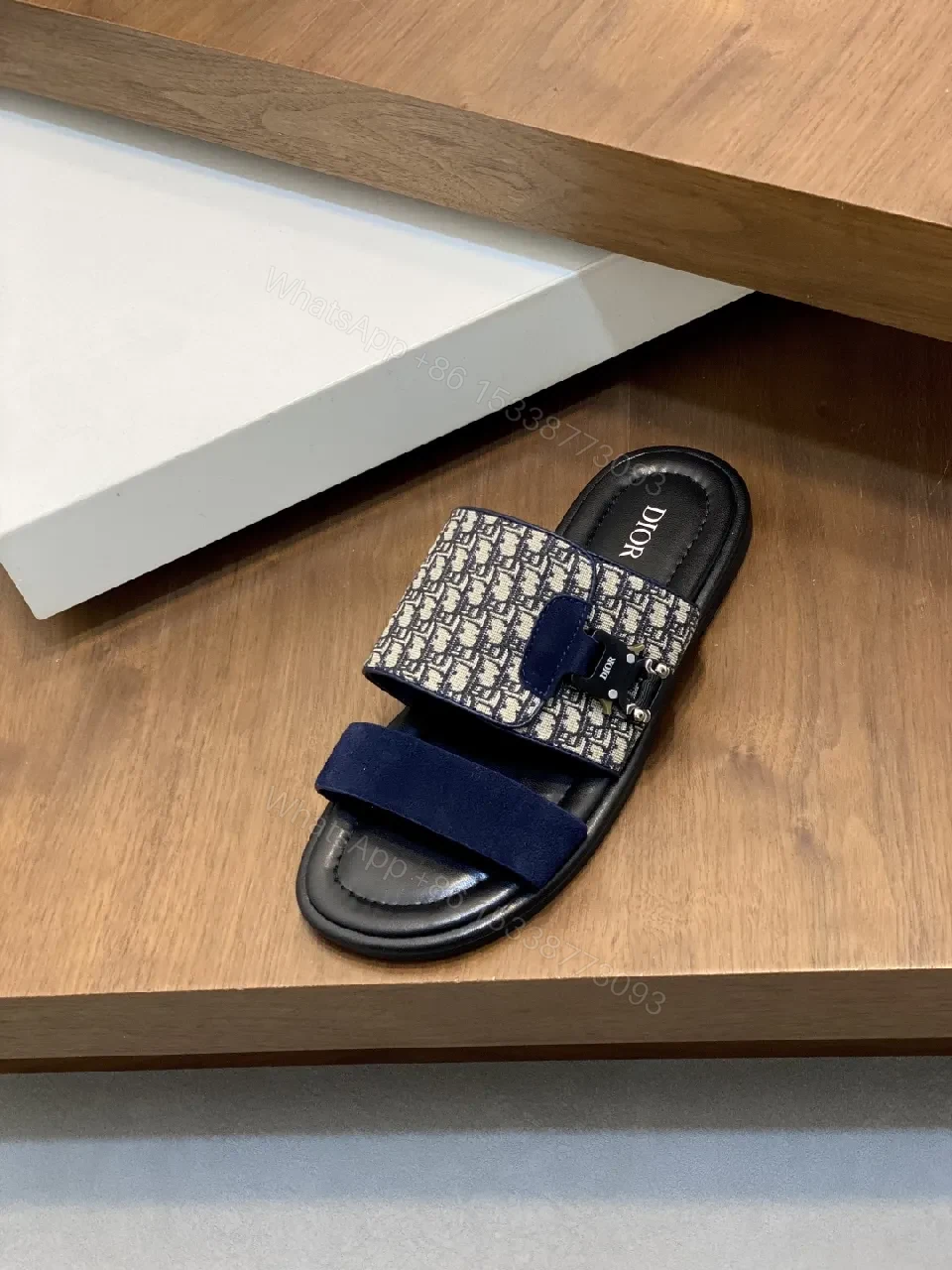 View 7 of Textured Slide in Black with Premium Comfort and Detailing