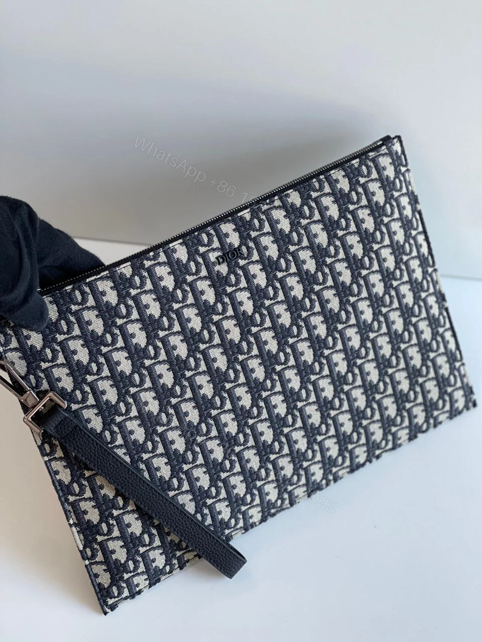 DIOR Oblique A4 Flat Pouch Clutch Blue — view 1