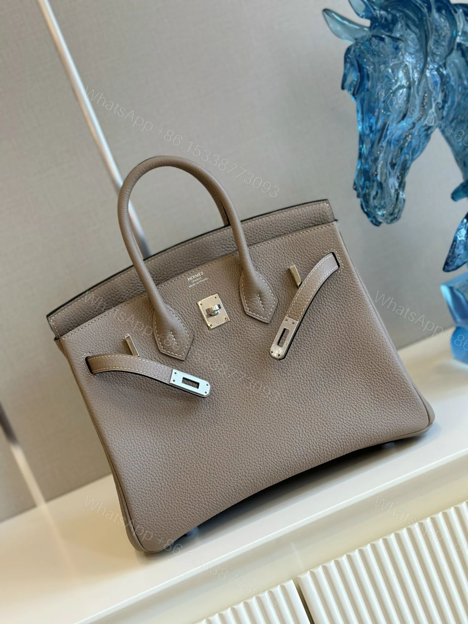 View 2 of Hermes Birkin 25 Gris Tourterelle Togo Palladium Hardware
