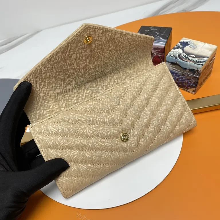 View 6 of Chic Quilted Envelope Bag with Gold YSL Monogram - Luxury Crossbody