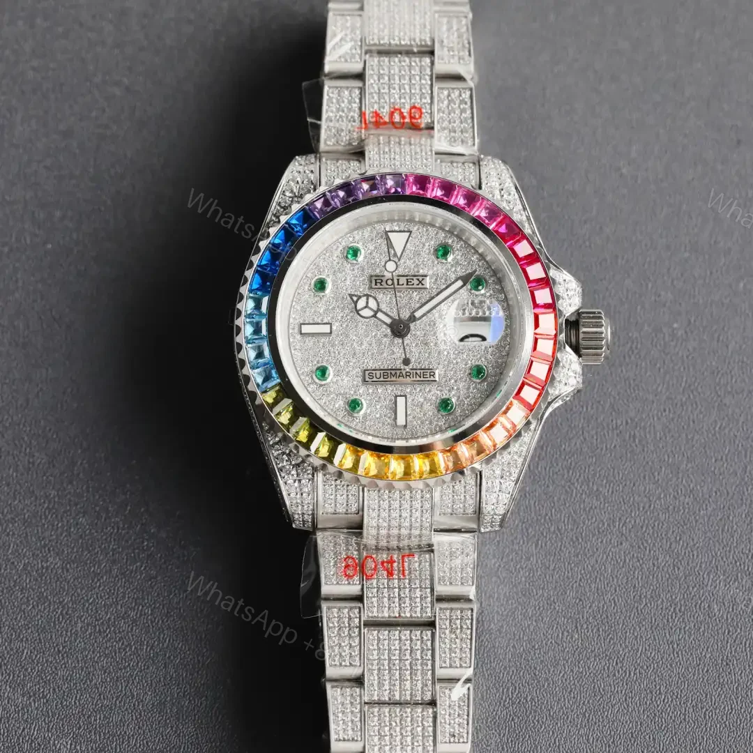 Fake Rolex GMT-Master II Rainbow Iced Out Diamond 126759-0001 — view 1