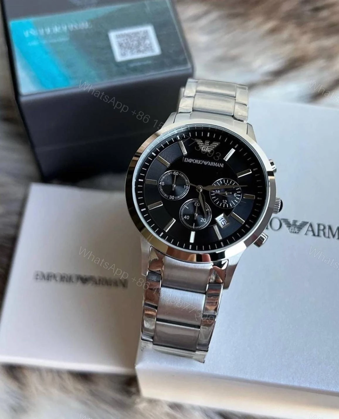 View 3 of First Copy Emporio Armani Classic Silver-Black Watch