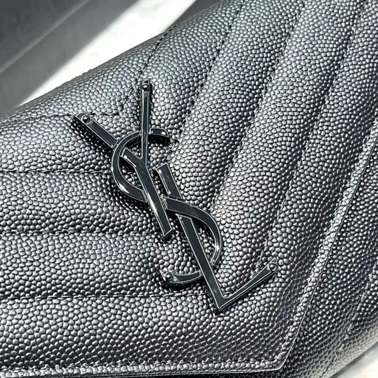 View 2 of Quilted Black Wallet with YSL Hardware â€” Compact Luxury Wallet