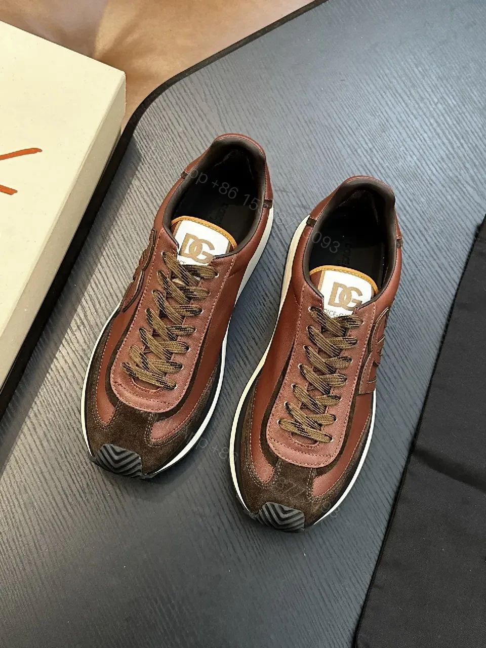 View 3 of Chestnut Patchwork Runner: Leather & Suede, Luxury Sneaker