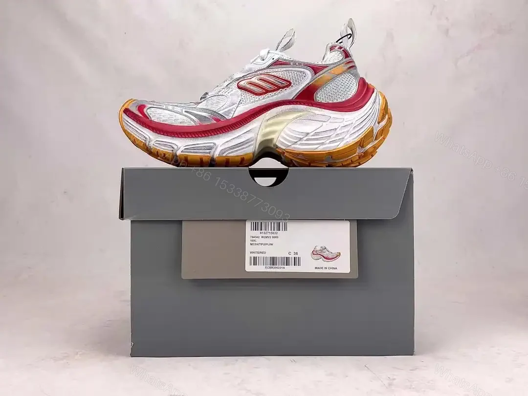 View 7 of BALENCIAGA WOMEN’S 10XL SNEAKER IN WHITE/RED/ORANGE – BB276