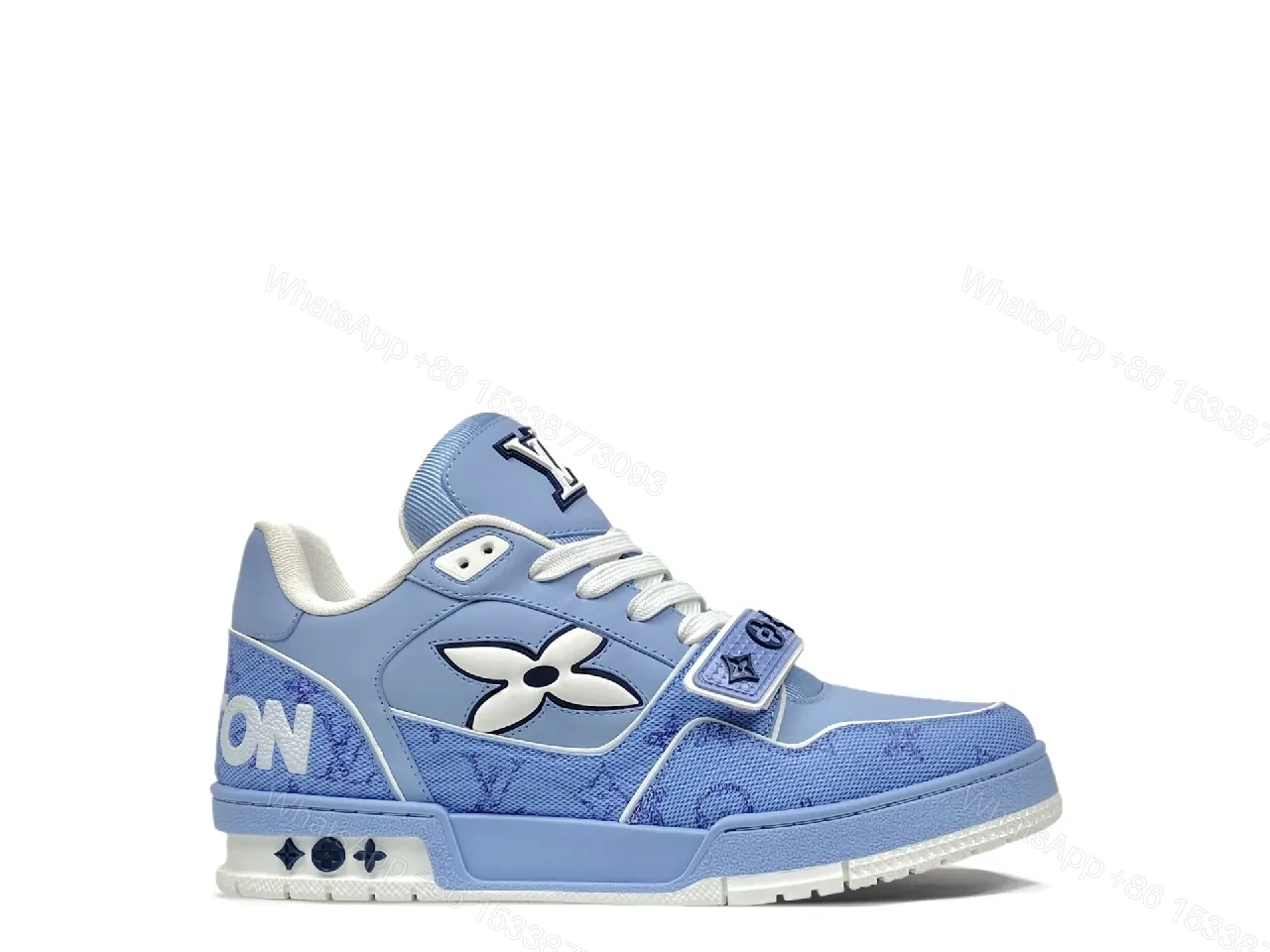 View 4 of Denim Luxe High-Tops: City-Ready Monogram Detail Sneakers