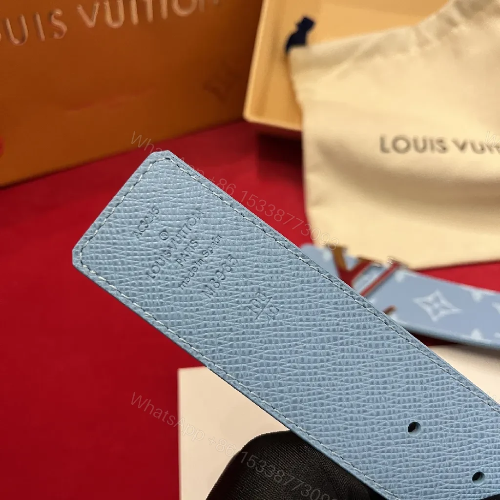 View 4 of Blue Monogram Belt: Luxe Chic Casual-to-Formal Accessory
