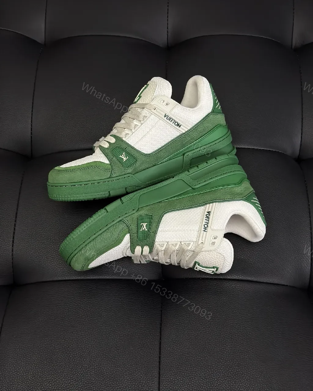 View 6 of Refined Court Sloan Sneakers: White & Emerald Green Lux Style