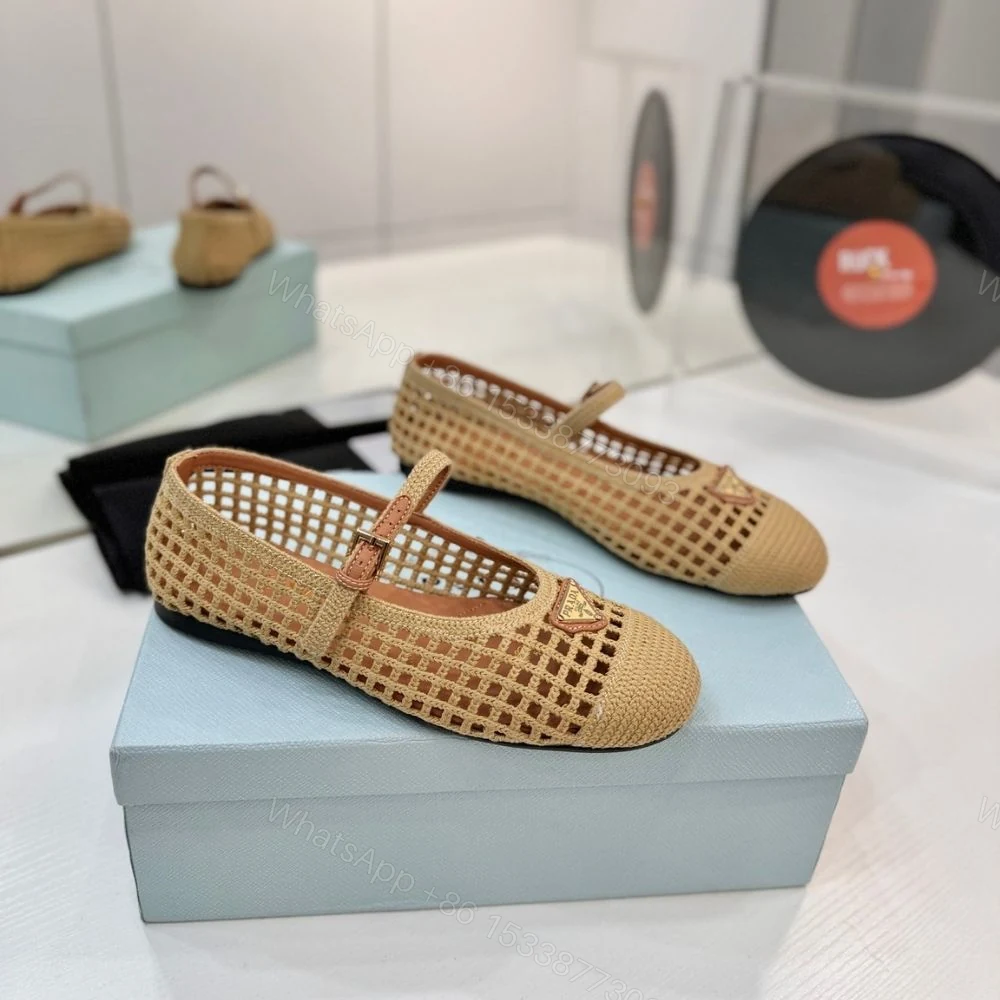 View 2 of Prada Crochet Ballerinas Beige Brown