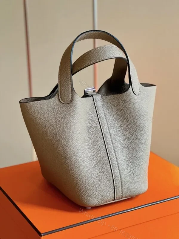 View 3 of HN 18 Gray togo leather Sliver Hardware