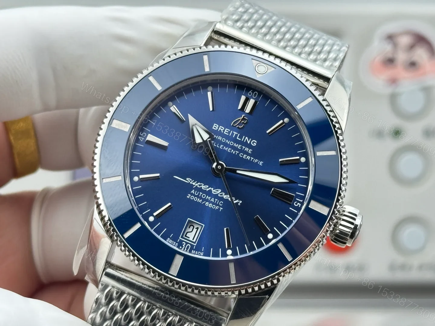 View 5 of Breitling Superocean Heritage ’57 Stainless Steel Blue Dial Mesh A10370161C1A1