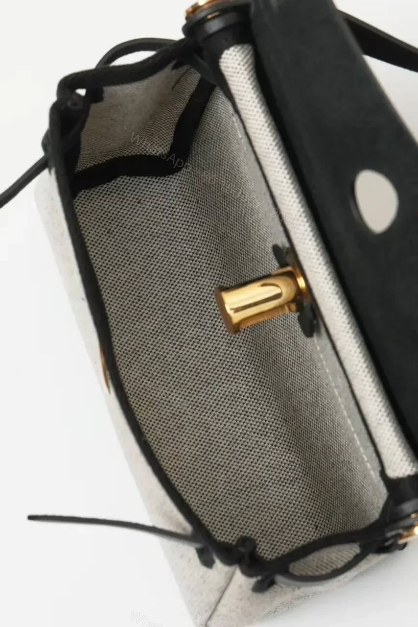 View 6 of HN Herbag Mini in Ecru/Black gold hardware