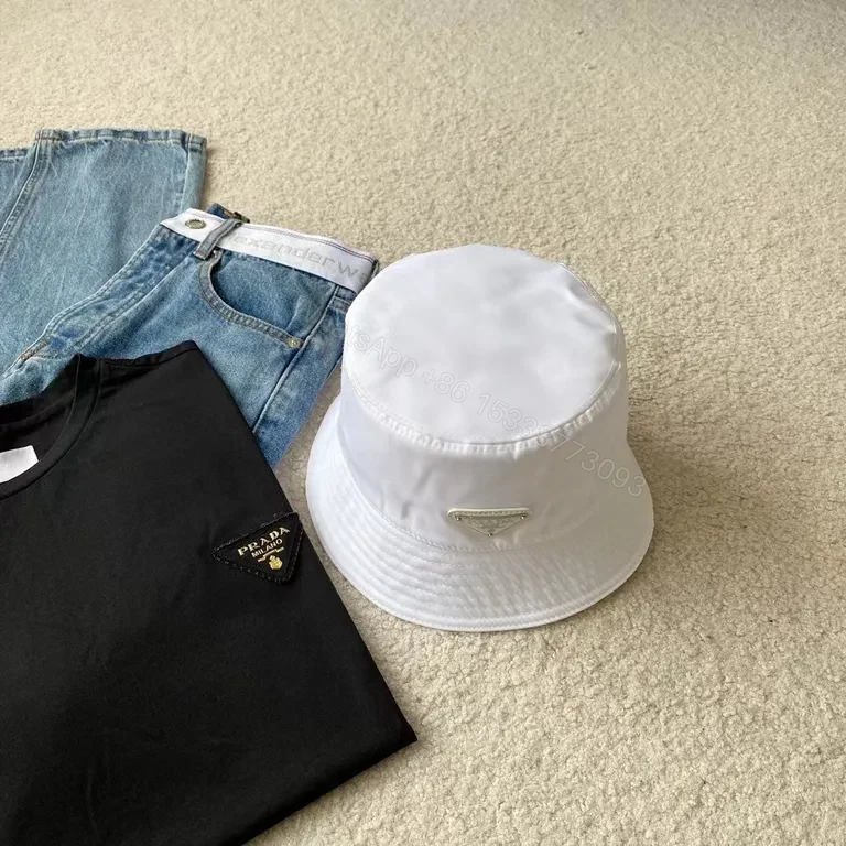 View 7 of Prada White Nylon Bucket Hat â€“ Luxe Minimalist Style