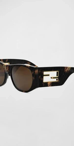 View 2 of Baguette Logo Acetate Oval Sunglasses