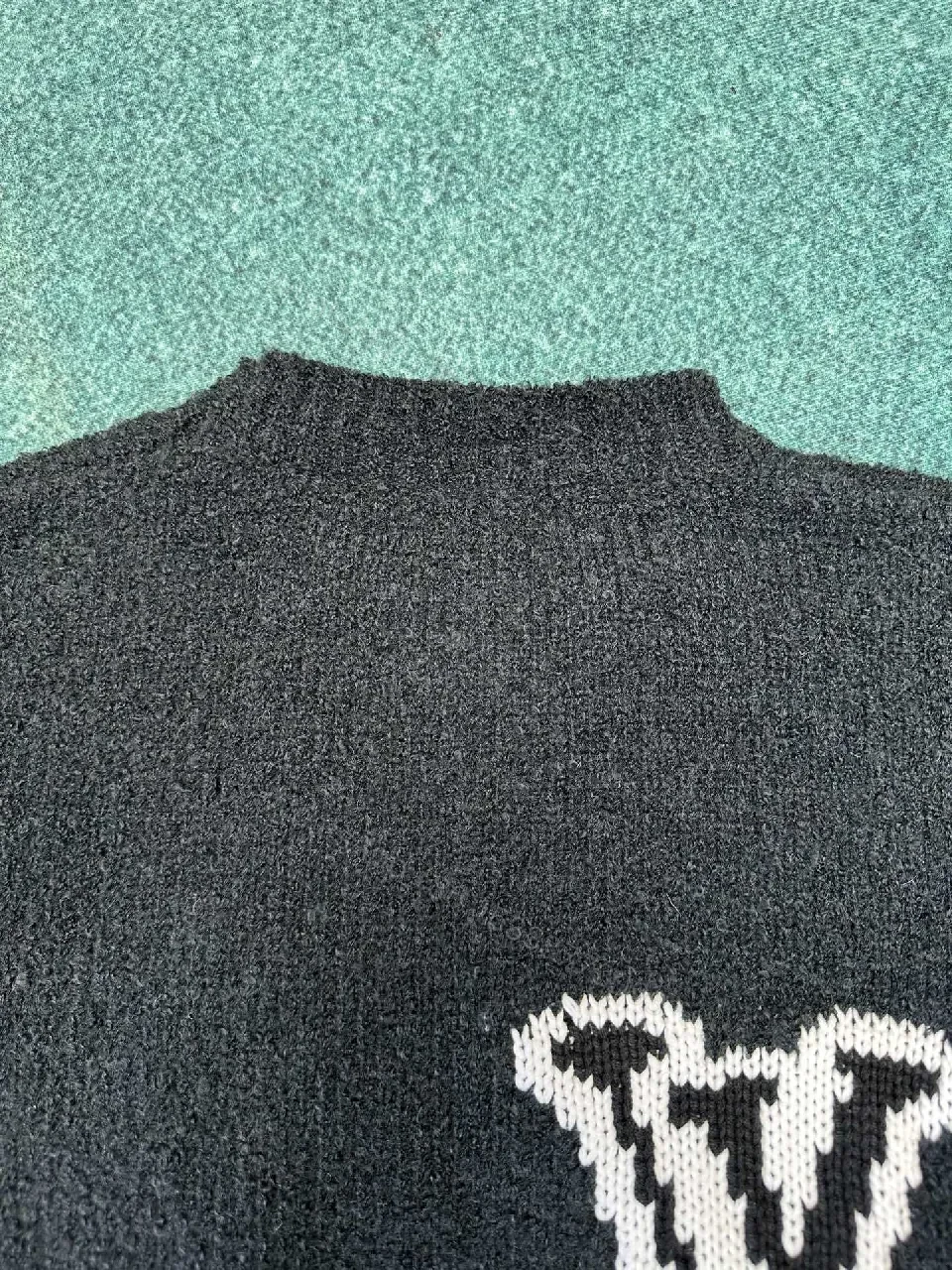 View 8 of Charcoal Knit Crewneck — Luxe Texture, Subtle Crest, Premium Comfort