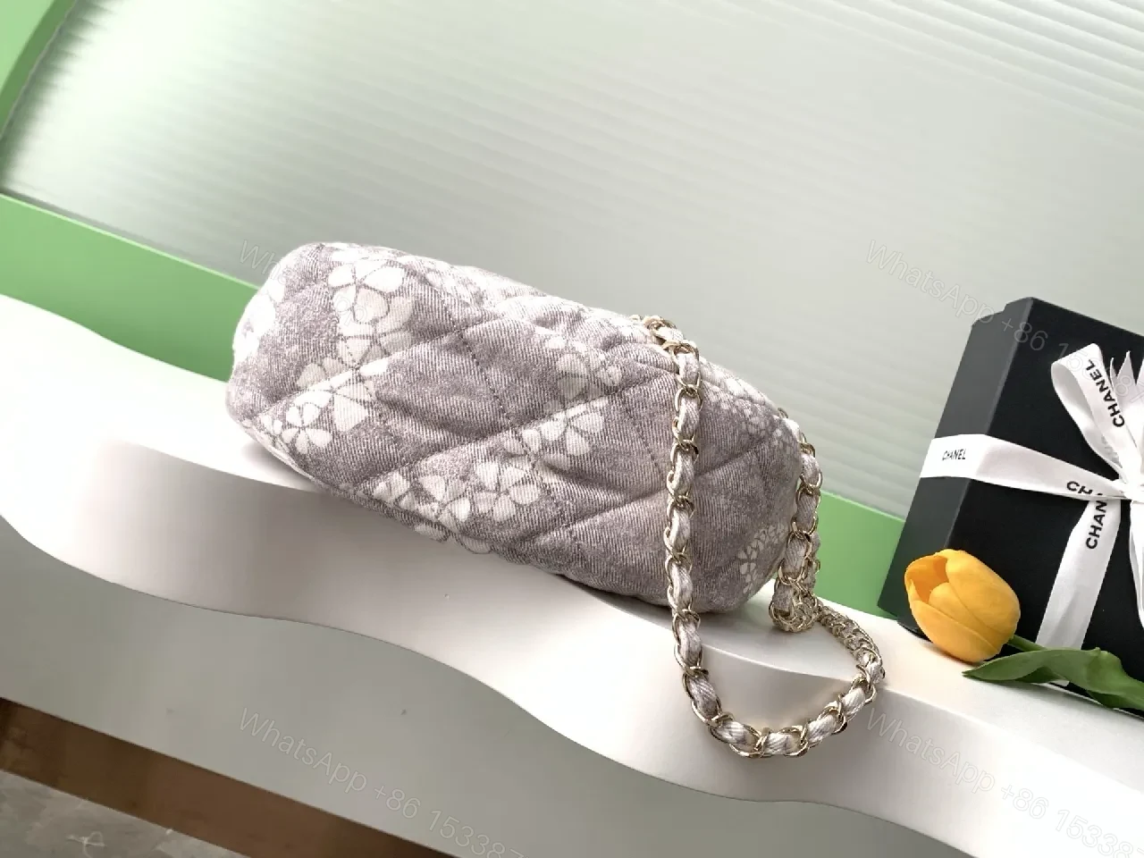View 6 of Quilted Floral Textured Chain Wallet Bag - Luxury Everyday