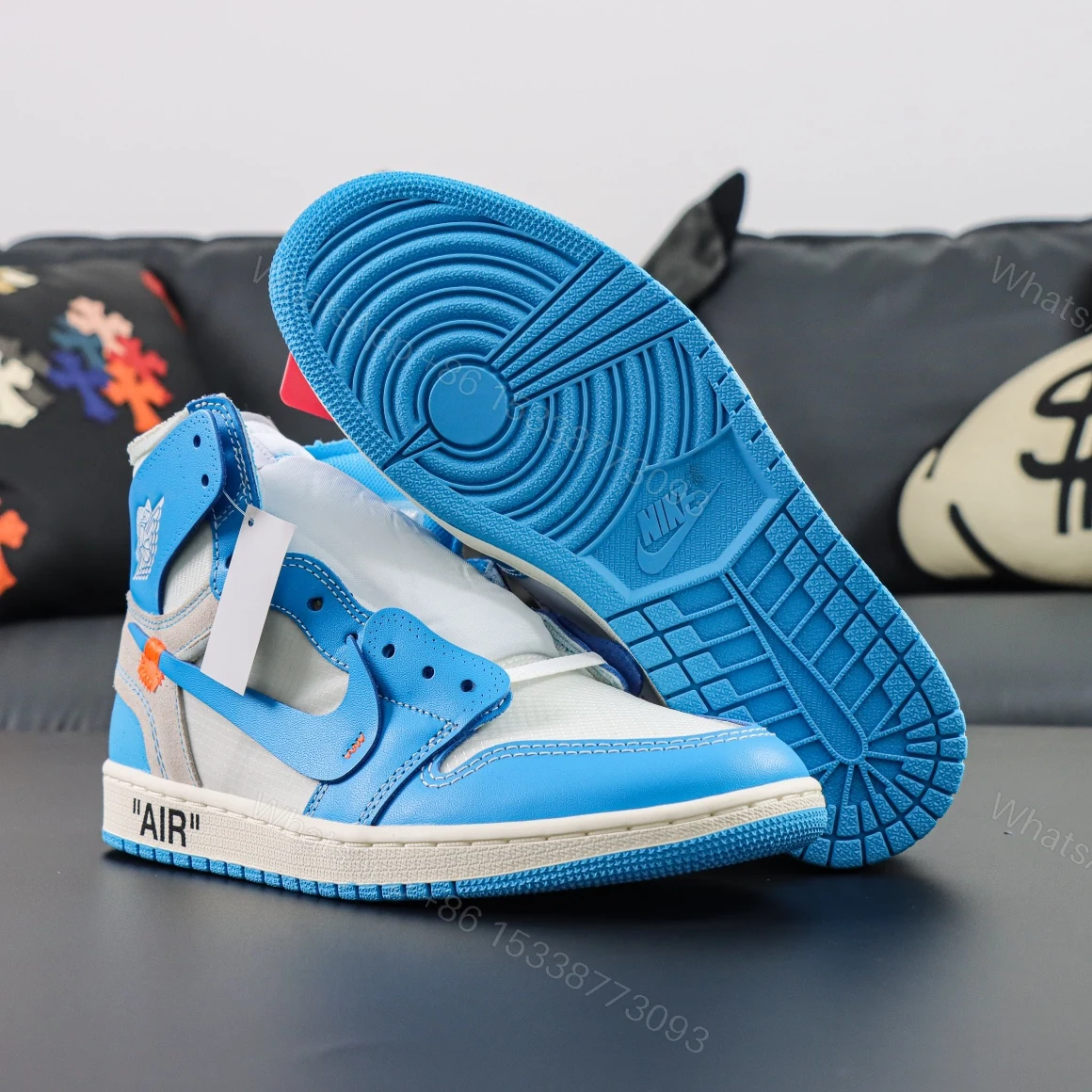View 3 of Off-White × Air Jordan 1 Retro High OG UNC Reps