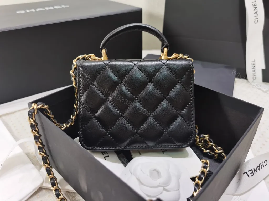 View 7 of Chic Quilted Mini Bag with Gold Chain - Compact Luxury