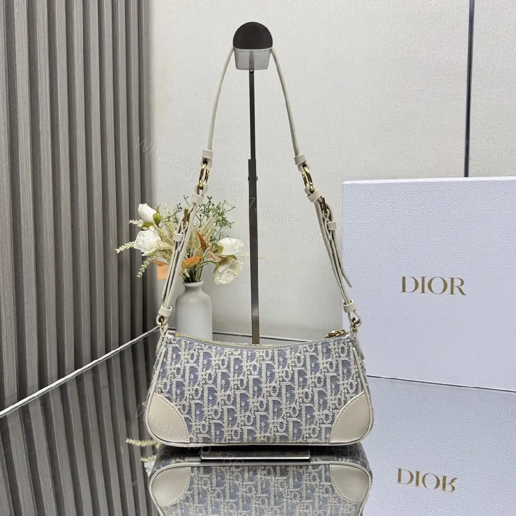 View 9 of Neutral Monogram Shoulder Bag: Leather-Trim, Everyday Luxury