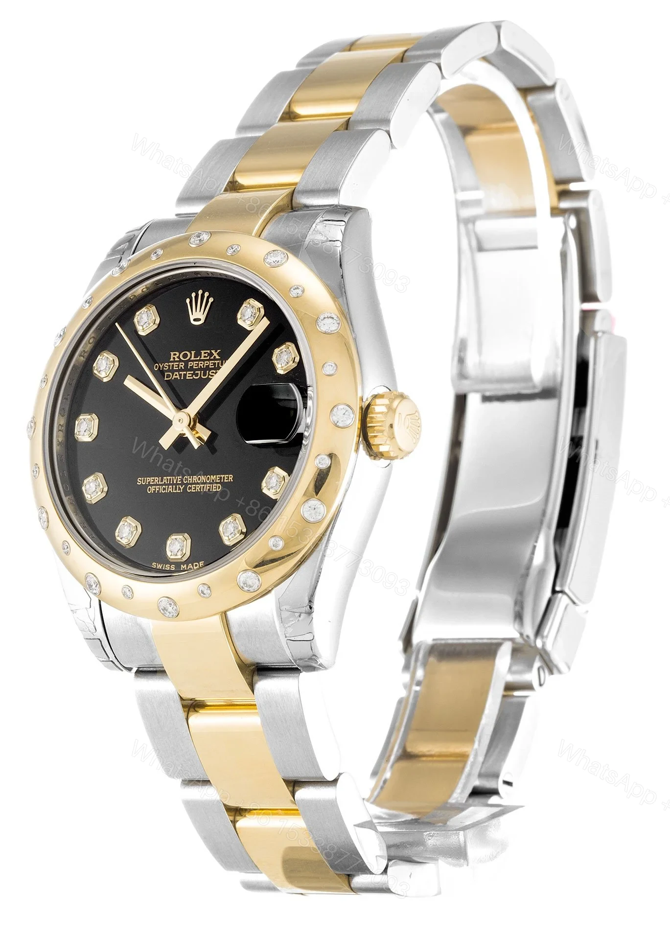 View 2 of Replica Rolex Datejust Mid-Size Black Dial 178343 31 mm