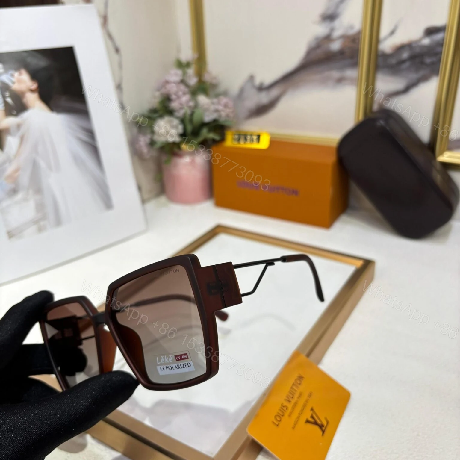 View 2 of LV Oversized Polarized Sunglass Black