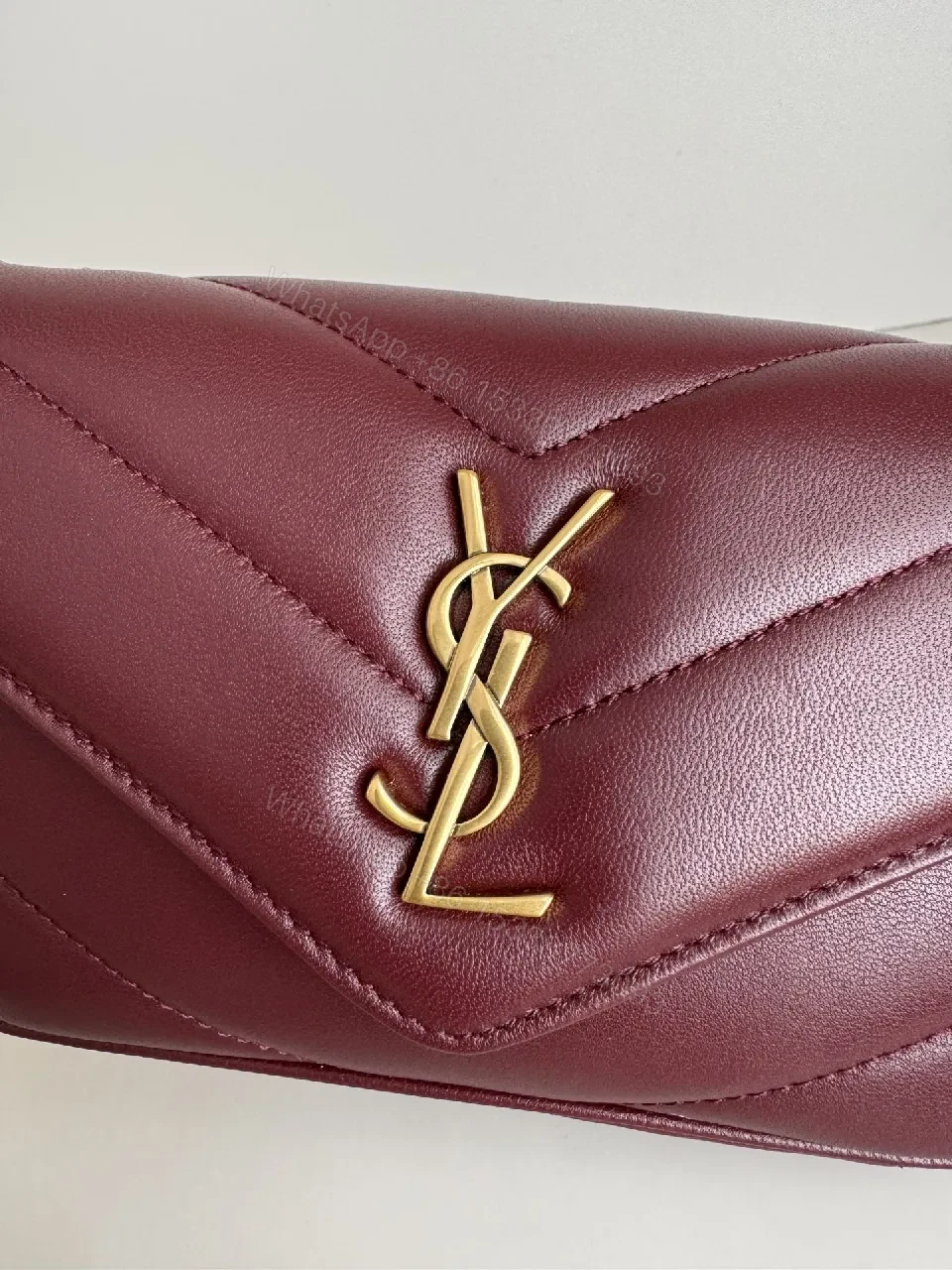 View 3 of Burgundy Quilted Crossbody: Luxe Chain Detail Bag