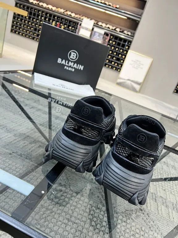 View 6 of Textured Black Balmain High-Top Sneakers: All-Day Comfort