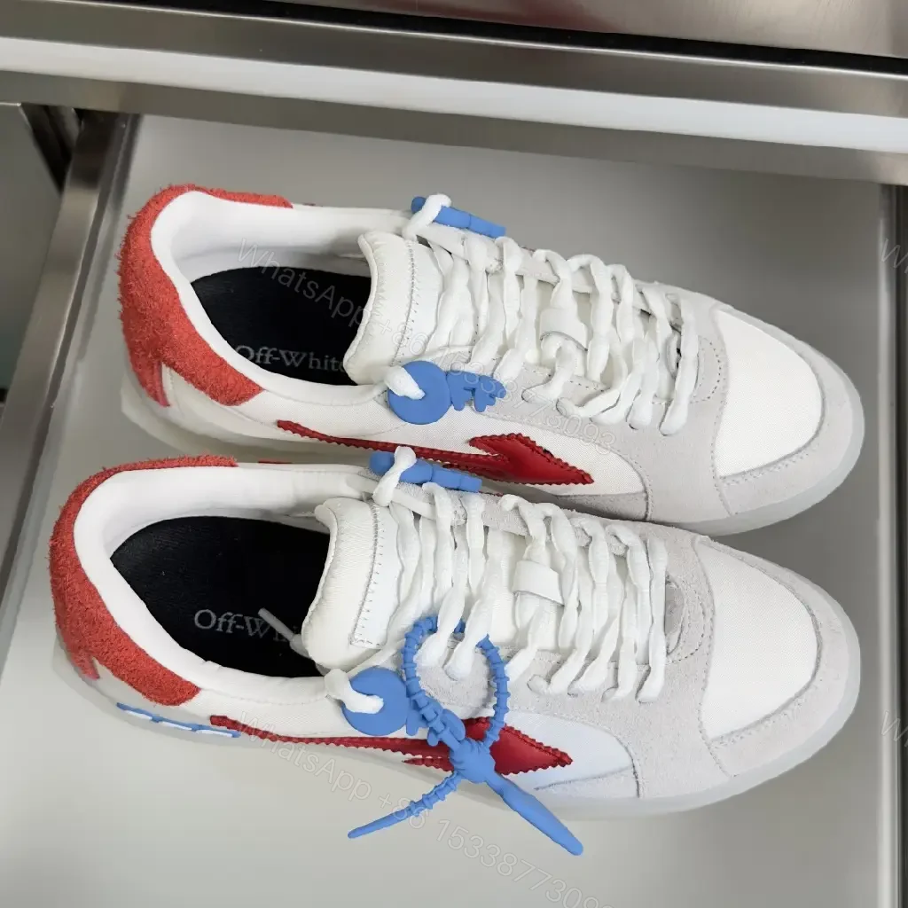 View 9 of White Leather Sporty Off-White Inspired Tag Sneakers